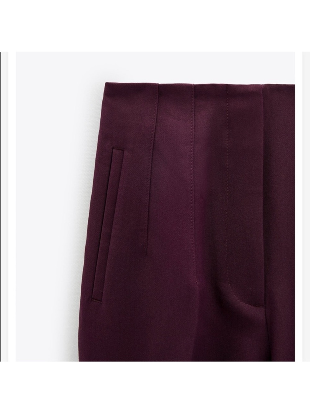 Zara Burgundy high waisted trousers - Picture 3 of 5